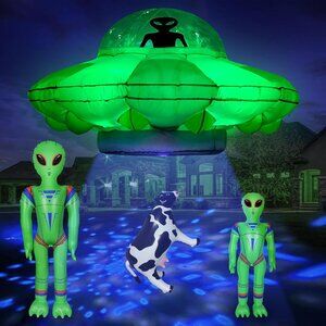 🆕Alien 4.2FT Green Decoration Hanging Cow 2pc Jumbo Halloween Flashing Light